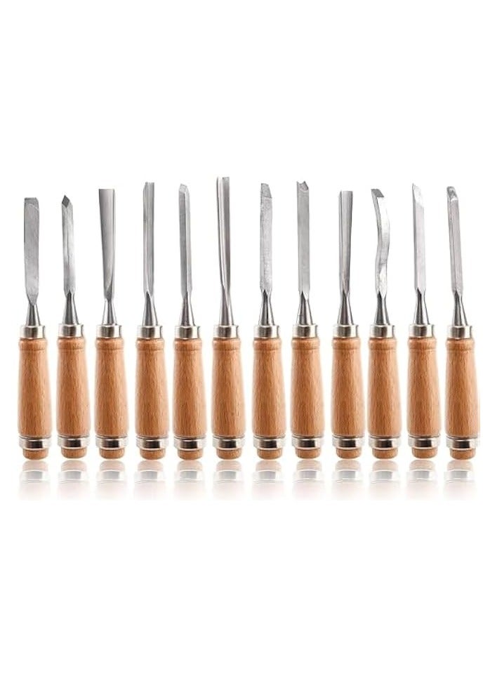PROMASS 12 PCS Wood Carving Tools, Gouges Woodworking Chisels, Full Size Wood Carving Knifes for Beginners, Hobbyists, Professionals, Artistic, Gifts for Him, Father's Day  - Image 1