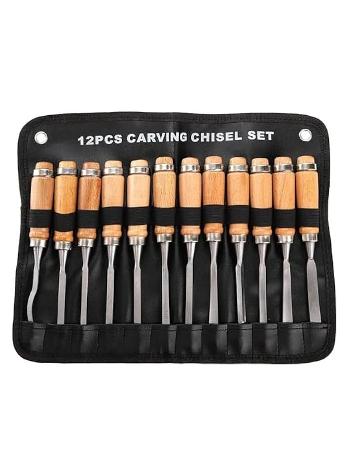 PROMASS 12 PCS Wood Carving Tools, Gouges Woodworking Chisels, Full Size Wood Carving Knifes for Beginners, Hobbyists, Professionals, Artistic, Gifts for Him, Father's Day  - Image 5