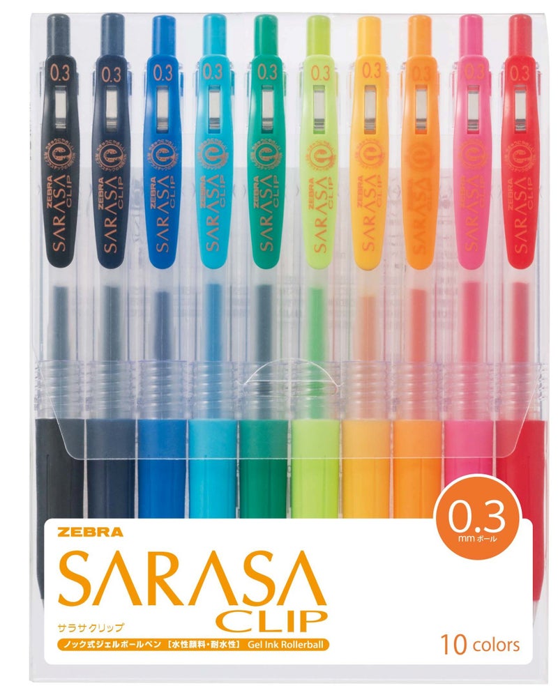 مجموعة أقلام زيبرا سارا سا 03 مم 10 ألوان JJH1510CA