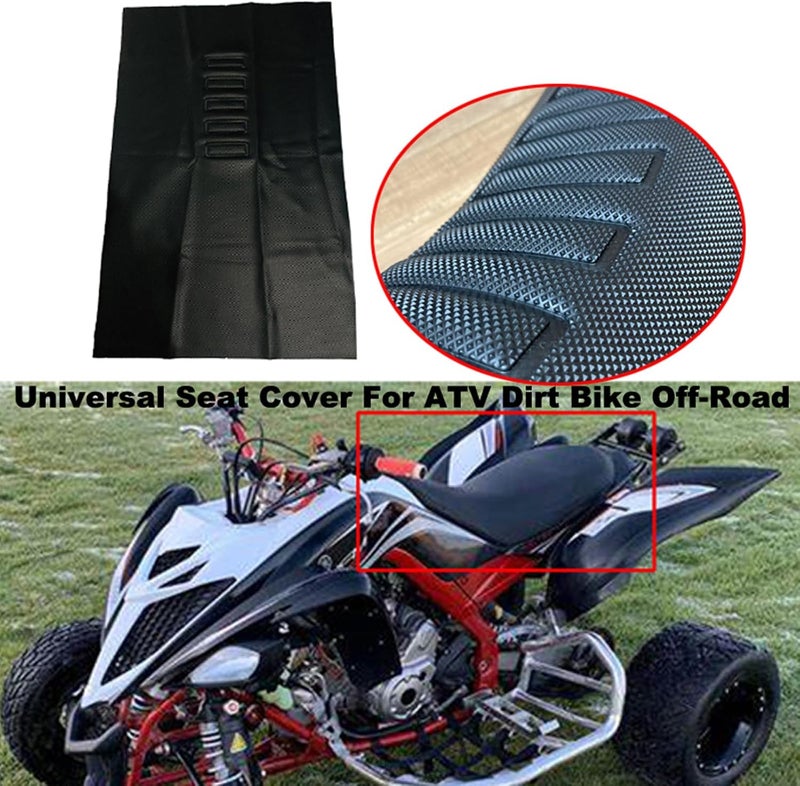Carmoeignin Motorcycle Universal ATV Seat Cover Non-Slip Rubber for Yamaha Raptor 700 700R Honda TRX450 TRX 450 ER/TRX 450R Suzuki Kawasaki Polaris (Black) - Image 2