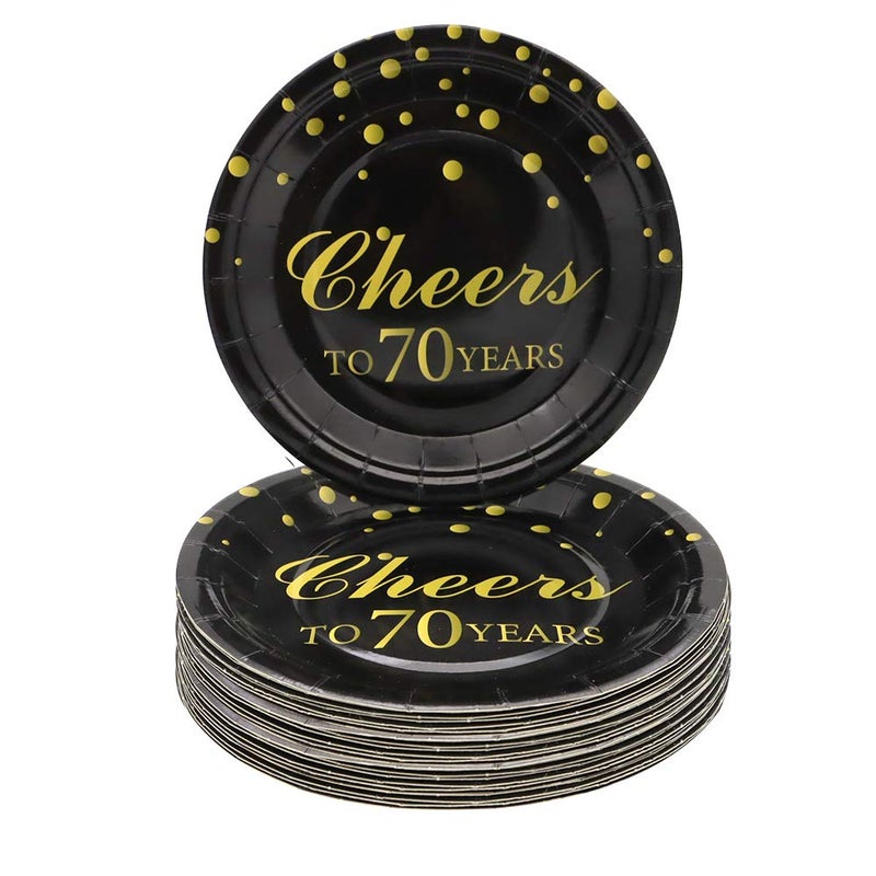 Pandecor 70th Birthday Party Supplies,50 PCS Cheers to 70 Years Disposable 7 Inch Paper Plates Dessert Plates for 70 Years Anniversary Party
