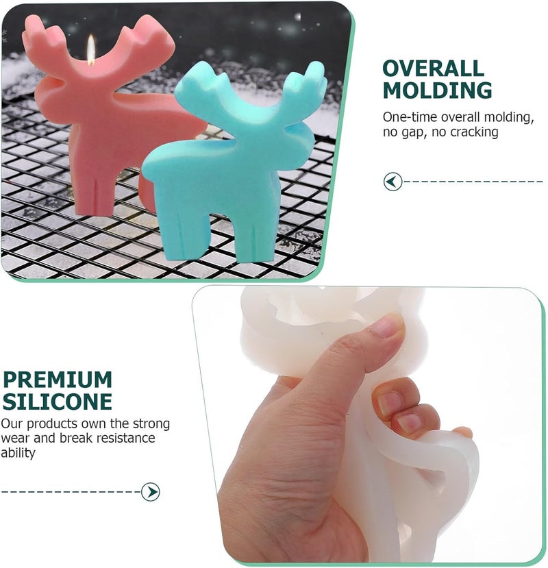 ABOOFAN Silicone Elk Candle Mold Christmas DIY 3D Scented Candle Making Mold Festival Craft Supplies - Image 3