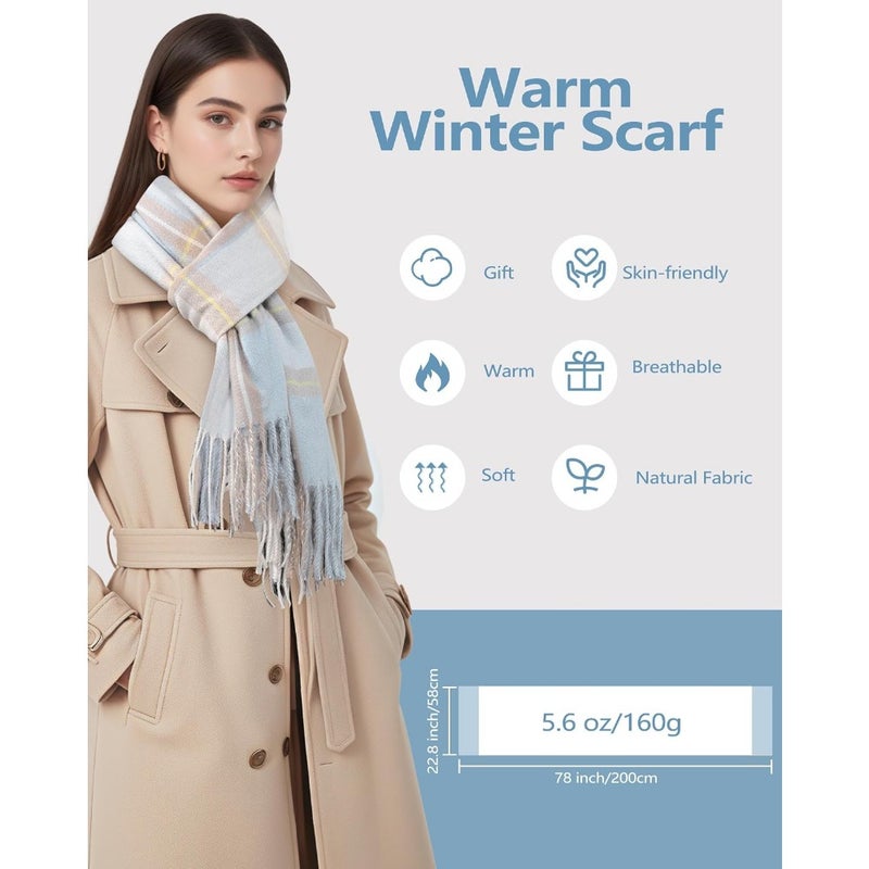 Winter scarves for women: plaid cashmere scarf in burgundy and charcoal, ultra-soft oversized wrap blanket style for cold weather warmth, 79 x 23 - Image 3