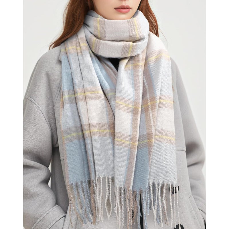 Winter scarves for women: plaid cashmere scarf in burgundy and charcoal, ultra-soft oversized wrap blanket style for cold weather warmth, 79 x 23 - Image 5
