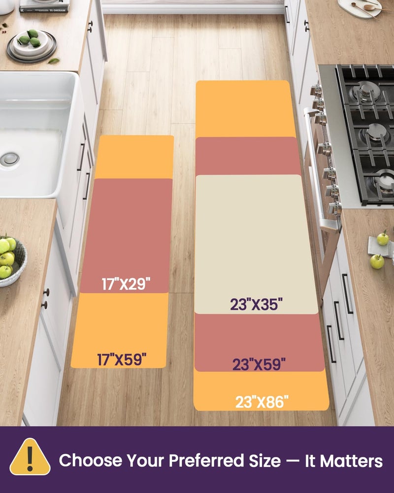 DEXI Kitchen Mats for Floor Cushioned, 23x59 Extra Large Wide Runner Rug Non Slip, Waterproof Soft Comfort Standing Padded Anti Fatigue Decorative, Light Beige - Image 2