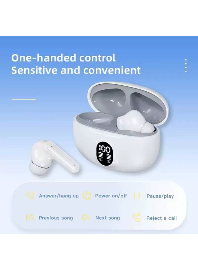 Stereo Bluetooth Earbuds Wireless In-Ear with Active Noise Cancellation Immersive Deep Bass LED Smart Power Display Long Battery Life Touch Control White - Image 3