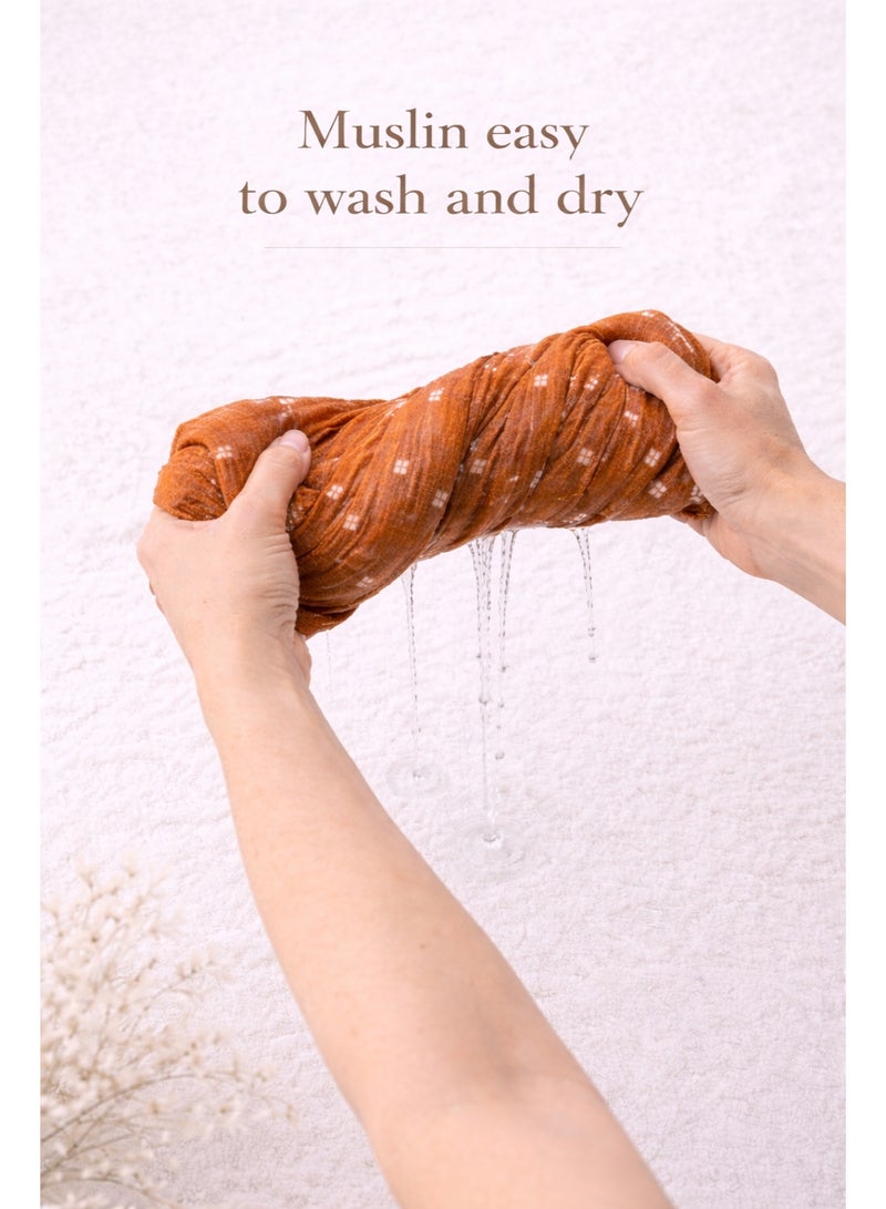 Pack of 2 - Muslin Double Layer Mom Towel - Soft Cotton Bath Towel, Floral Print - Image 3