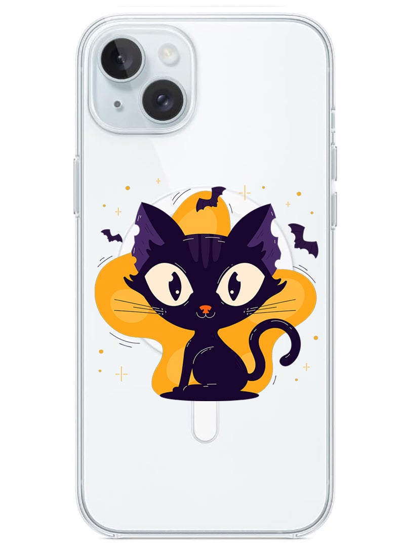 Theodor Magnetic Case for iPhone 15 Plus 6.7-inch Compatible with MagSafe Wireless Charging, Shockproof Phone Bumper Cover Black Cat Halloween - Image 1