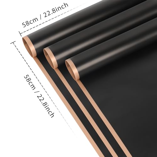 NESCCI 20 Sheets Flower Wrapping Paper - Waterproof Floral Bouquet Wrapping Paper, Florist Supplies Packaging Paper for Wedding Birthday Gift DIY (Black) - Image 2