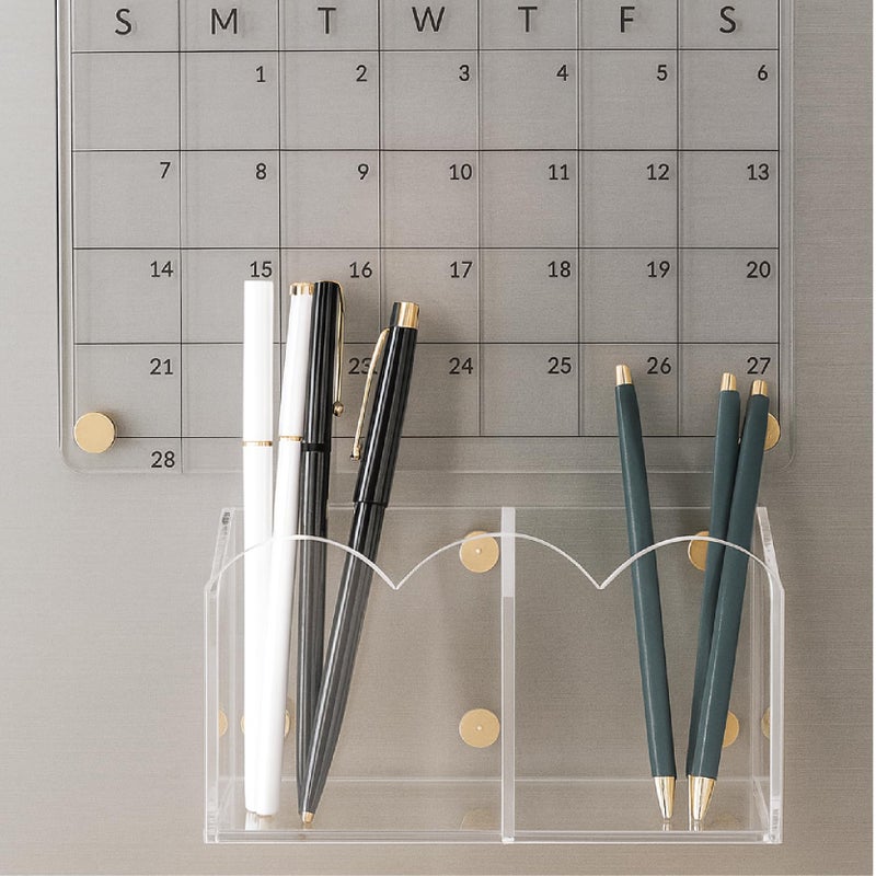 Orelle Scalloped Magnetic Acrylic Pen Holder | Magnetic Pen Holder For Refrigerator  Whiteboard  Office  Magnetic Locker Organizer | Magnetic Dry Erase Marker Holder | Classroom Must Haves | Clear - Image 4