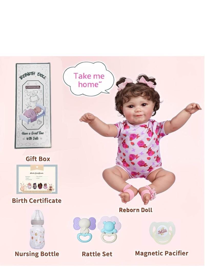 CUNUUDOOL Lifelike Reborn Baby Dolls, 20Inch-Real Baby Feeling Realistic-Newborn Baby Doll Adorable Smiling Real Life Baby Dolls with Gift Box for Kids Age 3. - Image 4