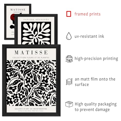 ANERZA 16 PCS Framed Black and White Wall Art Decor, Matisse Abstract Wall Prints for Bedroom, Gallery Wall Frame Set, Minimalist Posters for Living Room Aesthetic, Collage Kit, Dorm Home Artwork - Image 3
