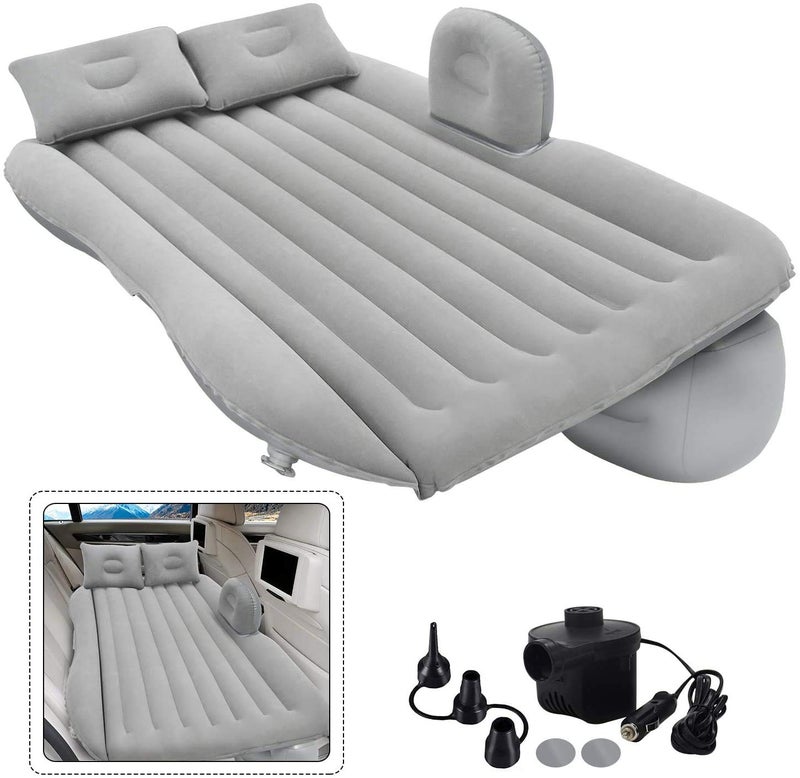 GoodHood Polyvinyl Chloride (Pvc) Premium Car Air Mattress|Car Inflatable Bed With Electric Pump&2 Air Pillow|Quick Inflatable Back Seat Bed|Travel,Trips,Camping,Picnic,Pool&Beach|Universal Fit|Grey - Image 1