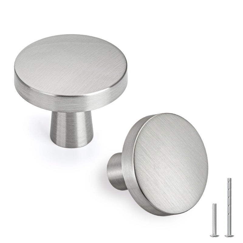 goldenwarm 5 Pack Brushed Nickel Cabinet Knobs for Kitchen Hardware Handles Round Drawer Knob for Closet Bifold Modern Cabinets Pulls127 Inch