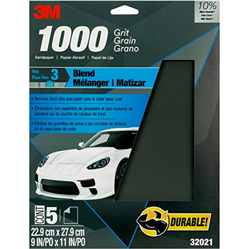 3M Wetordry Sandpaper, 32021, 1000 grit, 9 in x 11 in, 5 Sheets Per Pack - Image 1