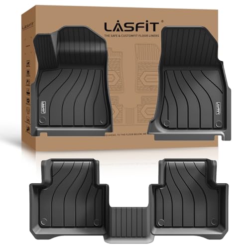 LASFIT حصائر أرضية لاسفيت لسيارة بورش كايين 2019-2025، حصائر أرضية لجميع الأحوال الجوية، مجموعة كاملة من بطانات الأرضية TPE للصف الأول والثاني، حصائر أرضية متينة وغير قابلة للانزلاق، سوداء - Image 1
