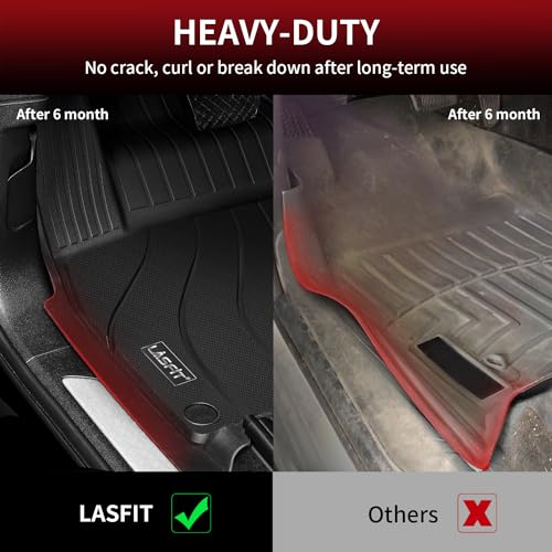 LASFIT حصائر أرضية لاسفيت لسيارة بورش كايين 2019-2025، حصائر أرضية لجميع الأحوال الجوية، مجموعة كاملة من بطانات الأرضية TPE للصف الأول والثاني، حصائر أرضية متينة وغير قابلة للانزلاق، سوداء - Image 4