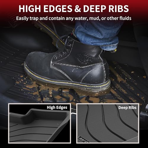 LASFIT حصائر أرضية لاسفيت لسيارة بورش كايين 2019-2025، حصائر أرضية لجميع الأحوال الجوية، مجموعة كاملة من بطانات الأرضية TPE للصف الأول والثاني، حصائر أرضية متينة وغير قابلة للانزلاق، سوداء - Image 3