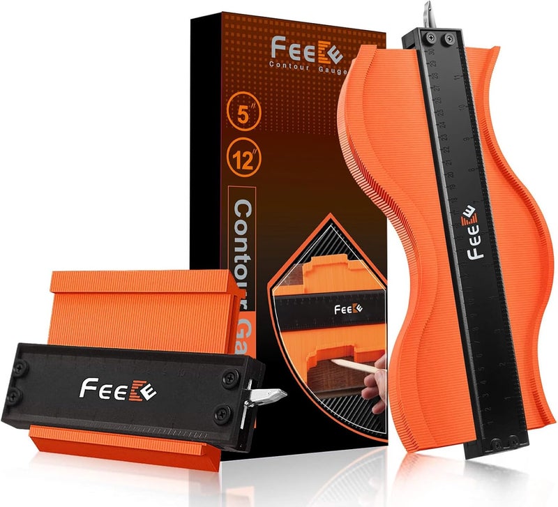Feeke Contour Gauge (12+5 Inch) with Lock, Super Contour Duplicator Gauge Shape and Outline Tool Woodworking Tools Christmas Gifts for Men Dad Husband Him Tools for Men Construction Ruler Outline Angle Tool - Image 1