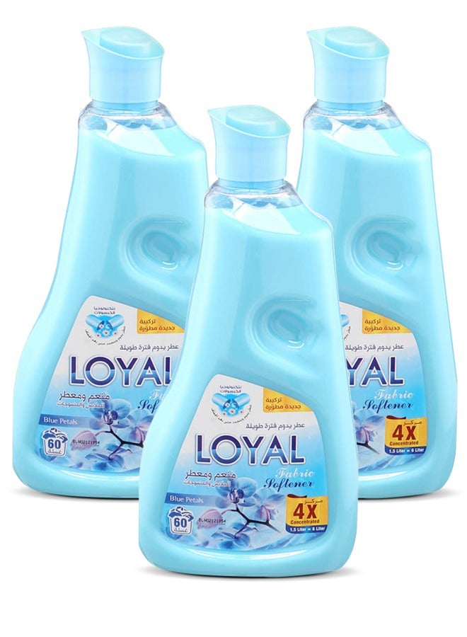 loyal Fabric Softener Freshener Concentrated Blue Petals 60 Washes 3x1500ml  - Image 1