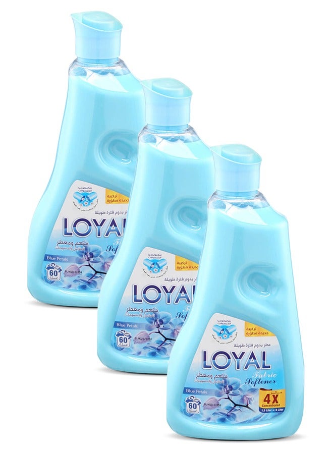 loyal Fabric Softener Freshener Concentrated Blue Petals 60 Washes 3x1500ml  - Image 2