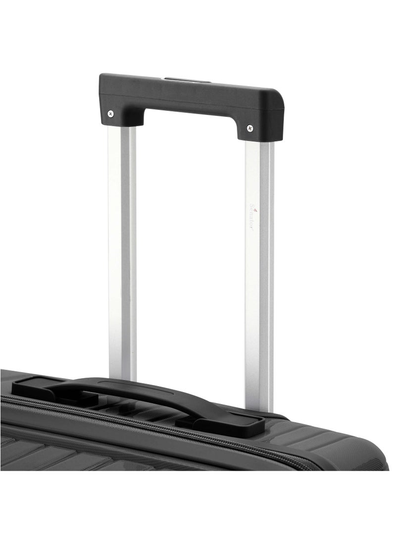SENATOR Unisex Hard Case Carry On Luggage Lightweight PP Fashion Trolley Luggage with 360° Degree 4 Twin Wheel and Safe Zippers KH1010 Black - Image 3
