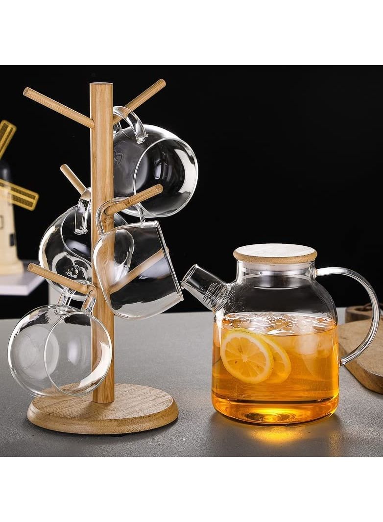 GGEROU Glass Water Pitcher with Bamboo Lid,Borosilicate Glass Teapot for Hot/Cold Water，Glass Water Kettle 1000ml - Image 3