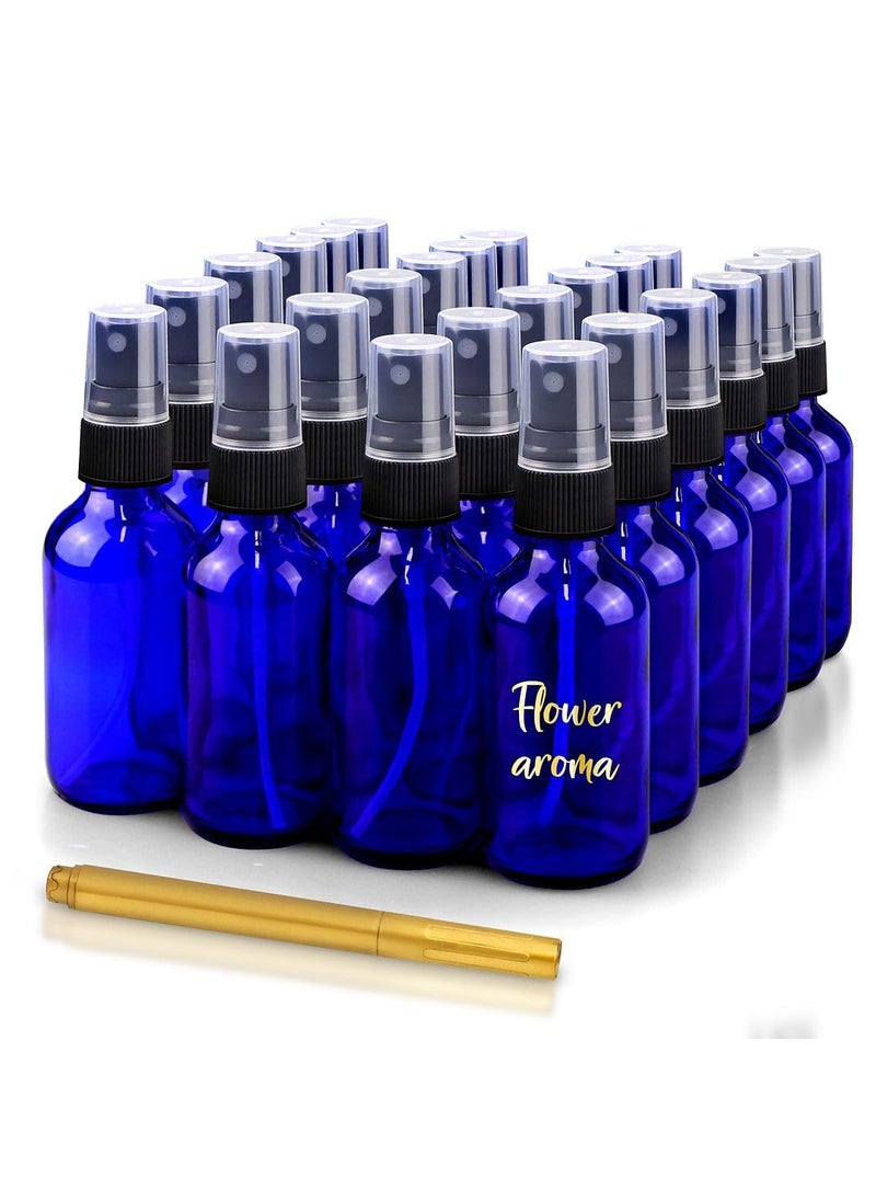 Culinaire - CULINAIRE 2oz Glass Spray Bottles for Essential Oils with Gold Pen Marker, Small Fine Mist Spray Bottle, Refillable, for Hair Spray, Essential Oils, Colognes, and Hand Sanitizers, Blue, Pack of 24 - Image 1