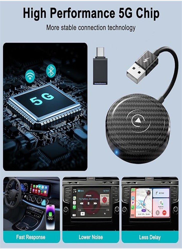 Generic Wireless CarPlay Adapter 2024 - Apple Carplay Wireless Adapter Convent Wired to Wireless CarPlay Dongle 5Ghz WiFi Auto Connect Online Update for iPhone iOS 10+&OEM Wired CarPlay Cars  - Image 5