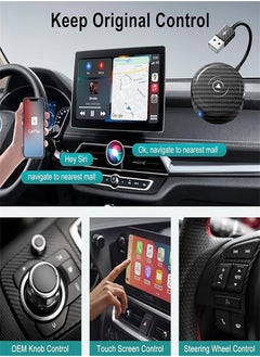 Generic Wireless CarPlay Adapter 2024 - Apple Carplay Wireless Adapter Convent Wired to Wireless CarPlay Dongle 5Ghz WiFi Auto Connect Online Update for iPhone iOS 10+&OEM Wired CarPlay Cars  - Image 3