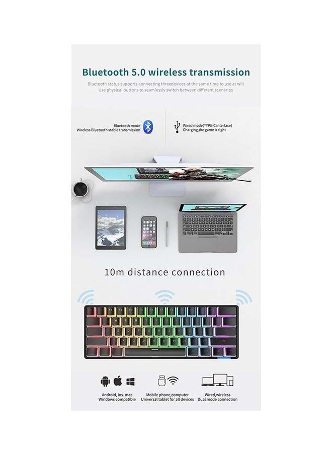 NIBEMINENT - DaiDai STK61 بلوتوث الألعاب بودنغ لوحة المفاتيح الميكانيكية اللاسلكية الأزرق التبديل RGB - Image 1