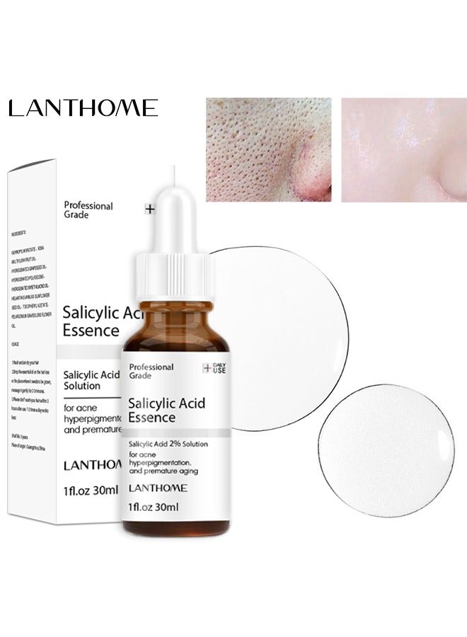 Lanthome Salicylic Acid Essence-Salicylic Acid 2% Solution for Acne Hyperpigmentation and Premature Aging, Blackhead and Open Pores, Reduces Excess Oil and Bumpy Texture, Acne Prone and Oily Skin for Women and Men 30ml - Image 1
