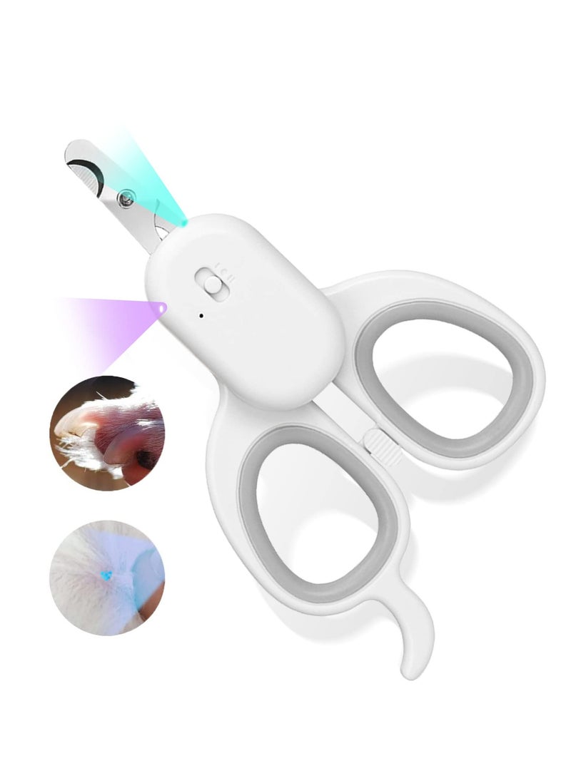 Excefore مقص أظافر الحيوانات الأليفة مع ضوء LED UV، مقص مخالب القطط مع ضوء LED فائق السطوع لتجنب القطع الزائد، أداة تشذيب بشفرة حادة وزاوية للحيوانات الأليفة الصغيرة مثل الكلاب والقطط والأرانب - Image 1