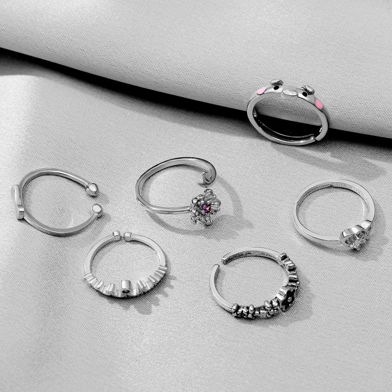 TAMHOO 20 PCS lovely styles of stackable rings for women Rings for teen girls Cute rings Copper rings Adjustable rings Gifts for women Christmas gift Birthday gifts for girlfriend Silver ring set - Image 4