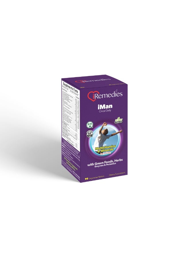 iRemedies iMan Once Daily Multivitamins – Men's Multivitamin for Energy, Muscle Support, and Overall Health – 90 Tablets - Image 2