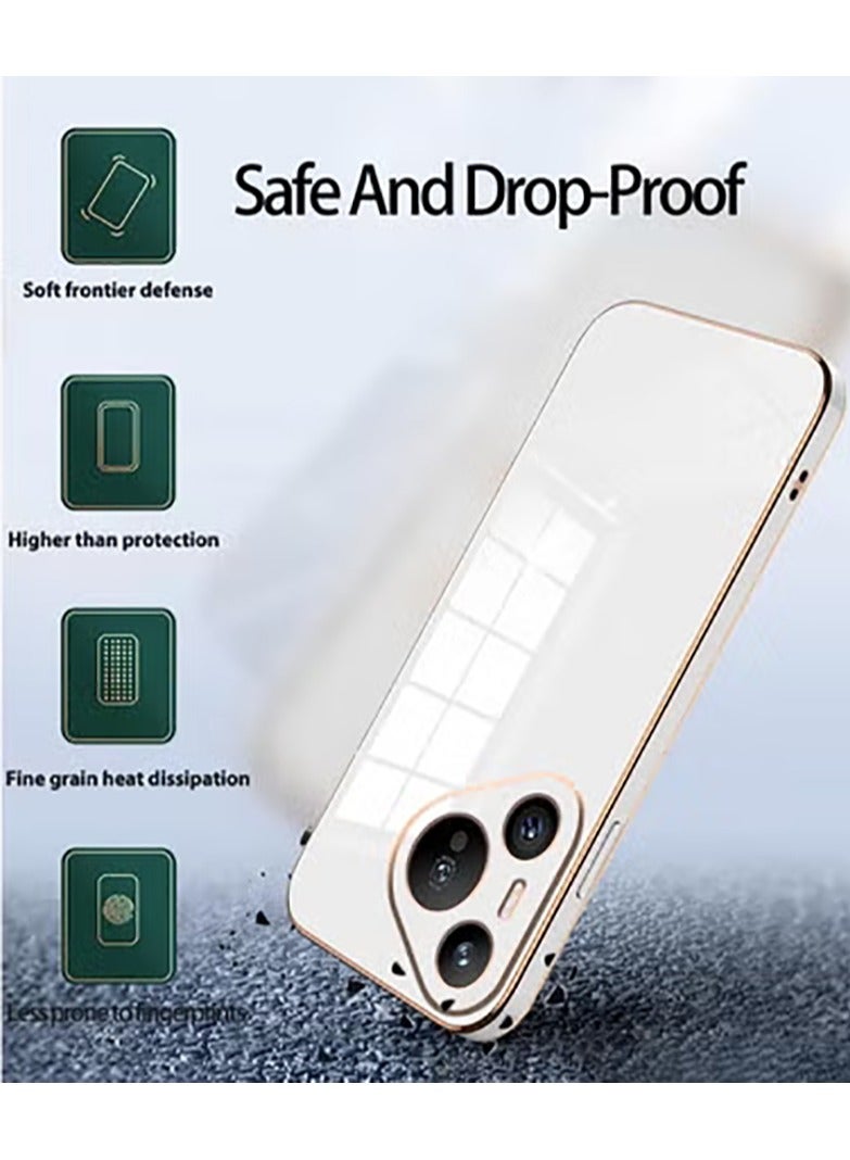 Compatible with Huawei Pura 80 Pro/Pura 80 Pro+ cover, smooth veneer gold plated chrome, white Thin and smooth shock-proof full protection Huawei Pura 80 Pro/Pura 80 Pro+ case -white - Image 5