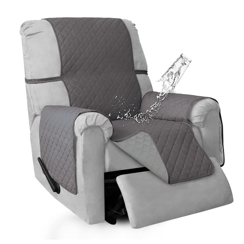 ISSUNTEX Double Protection 100 Waterproof Recliner Covers for Living Room Reversible Furniture Protector Recliner Couch Sofa Slipcover for Dogs Pets Kids Recliner GrayLight Gray