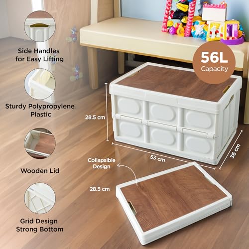UMAI Organisers storage box for clothes 56L | Bangles organisers storage box | Plastic Boxes For Storage | Clothes Organiser for Wardrobe | Clothing Home decor items for living room | White - Image 2