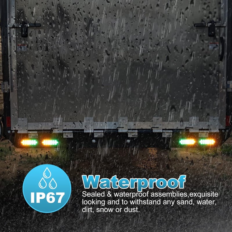 Partsam 2 Pcs 6.5 Inch Oval Amber/Green Strobe Lights with 24 LEDs and Quad Flash Patterns - Image 4