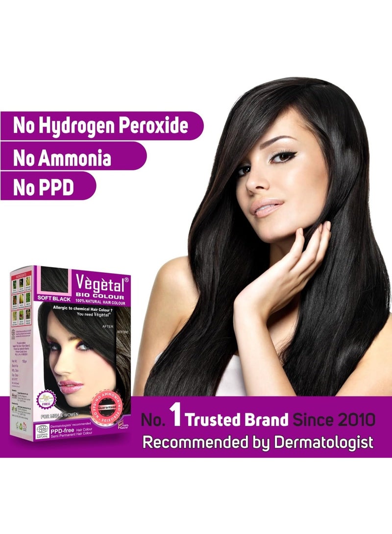 فيجيتال صبغة شعر نباتية عضوية - أسود ناعم 150 غرام. احصلي على لون شعر طبيعي، خالٍ من الأمونيا، خالٍ من مادة PPD، 100% أعشاب عضوية معتمدة للرجال والنساء. حماية من الأشعة فوق البنفسجية، والحفاظ على لمعان الشعر. مجموعة كاملة - Image 2