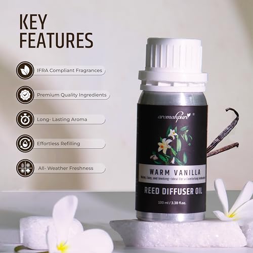 Aromahpure Reed Diffuser Oil 100ml | Vanilla Fragrance Refill Reed Oil for Diffuser Set | IFRA-compliant Reed Diffuser Oil for home & Bathroom Fragrance Diffusers | Reed sticks not included - Image 3