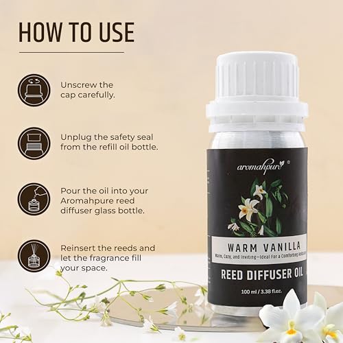 Aromahpure Reed Diffuser Oil 100ml | Vanilla Fragrance Refill Reed Oil for Diffuser Set | IFRA-compliant Reed Diffuser Oil for home & Bathroom Fragrance Diffusers | Reed sticks not included - Image 4