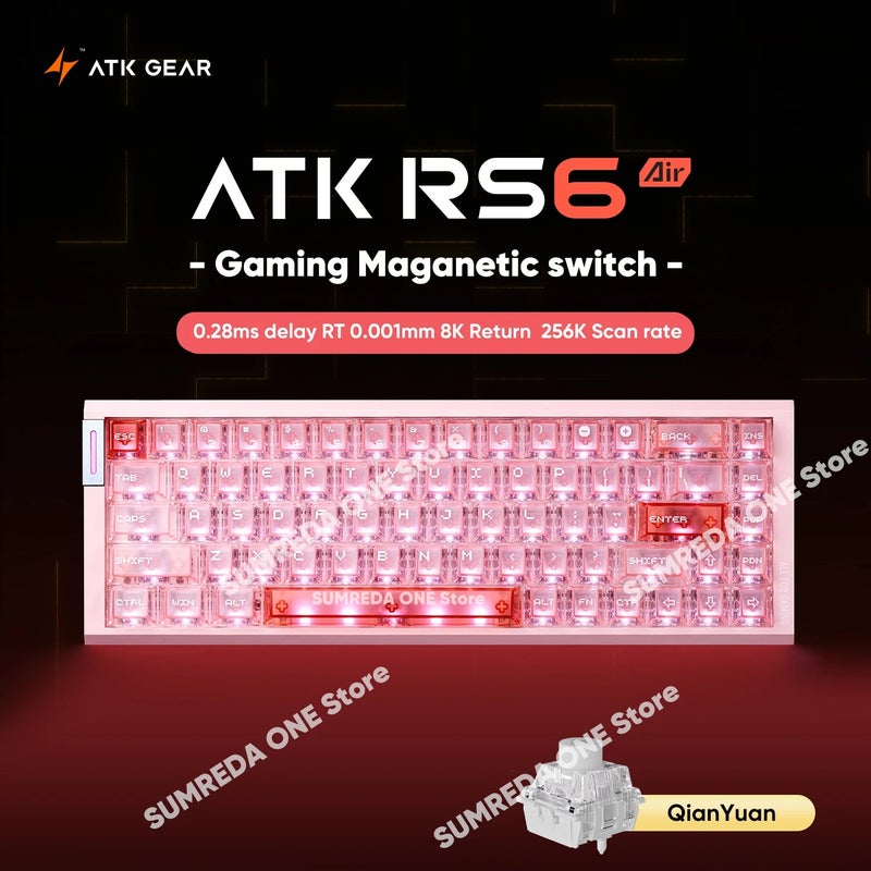 اي تي كي لوحة مفاتيح ATK RS6 Air Magnetic Mechanical Gaming Keyboard, Rapid Trigger 0.001mm, 0.08ms, 8K Polling Rate, Rgb, Hot-Swap - Image 1