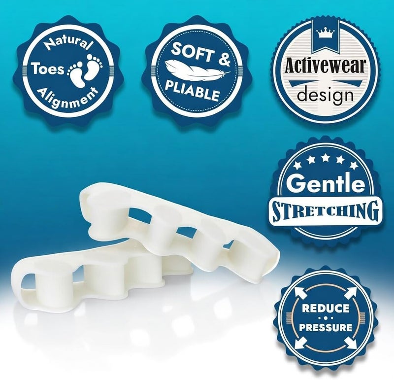 CareTick Toe Separator, Soft Gel Toe Spacers to Correct Bunions, Toe Stretcher for Therapeutic away from Plantar Fasciitis, Claw Toes, Hammer Toes, Foot Pain for Men & Women (White, L) - Image 5
