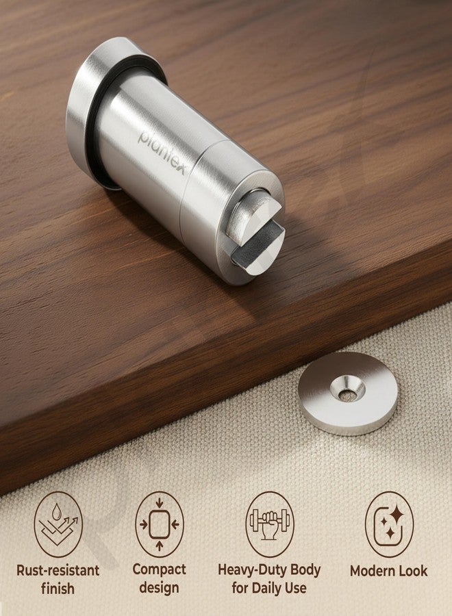 Plantex Stainless Steel Wall-Mounted Magnetic Door Stopper/Door Catcher for Wooden Door/Stops for Door - Pack of 1 (Matt) - Image 4