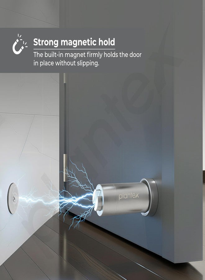 Plantex Stainless Steel Wall-Mounted Magnetic Door Stopper/Door Catcher for Wooden Door/Stops for Door - Pack of 1 (Matt) - Image 5