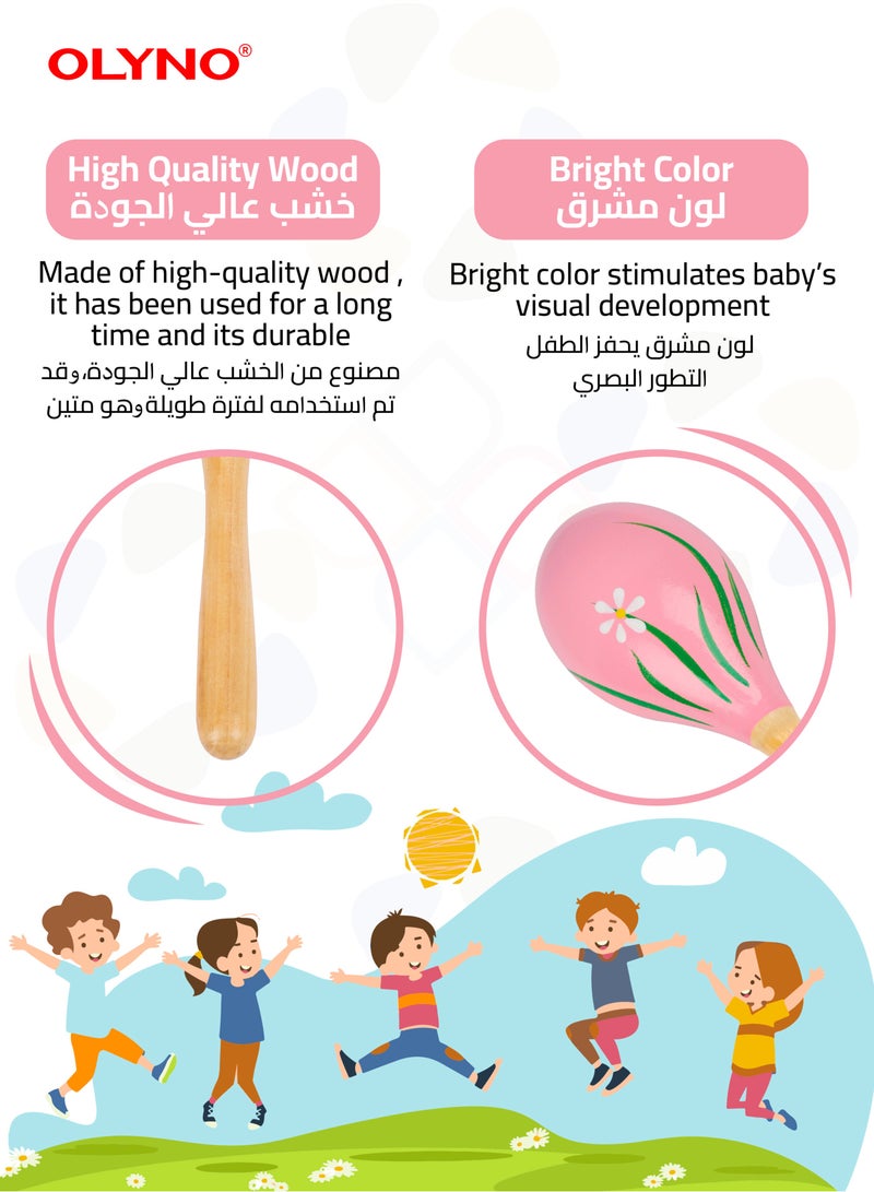أولينو خشخيشة أطفال مصنوعة يدويًا من الخشب العاجي، آمنة وغير سامة، مثالية للاستكشاف الحسي للتسنين، هدية مثالية للرضع وحديثي الولادة - Image 3