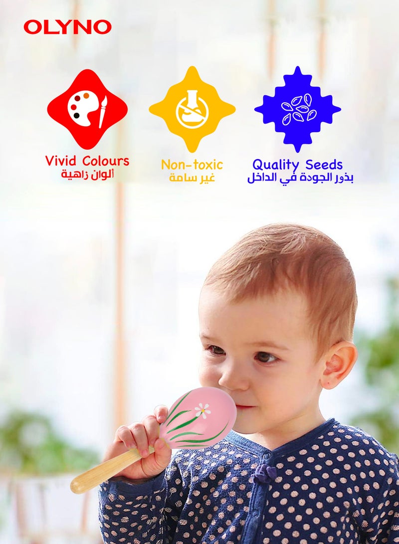 أولينو خشخيشة أطفال مصنوعة يدويًا من الخشب العاجي، آمنة وغير سامة، مثالية للاستكشاف الحسي للتسنين، هدية مثالية للرضع وحديثي الولادة - Image 4