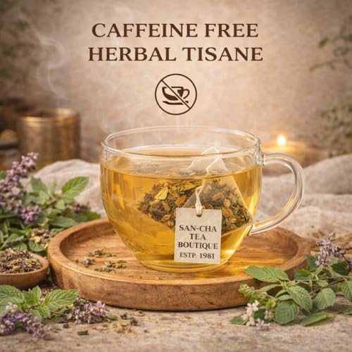 SAN-CHA Sancha Tea Boutique Tulsi Tea | Rama, Shyama & Vana Tulsi Blend | 25 Pyramid Tea Bags | Immunity Support | Caffeine-Free Ayurvedic Herbal Infusion - Image 5