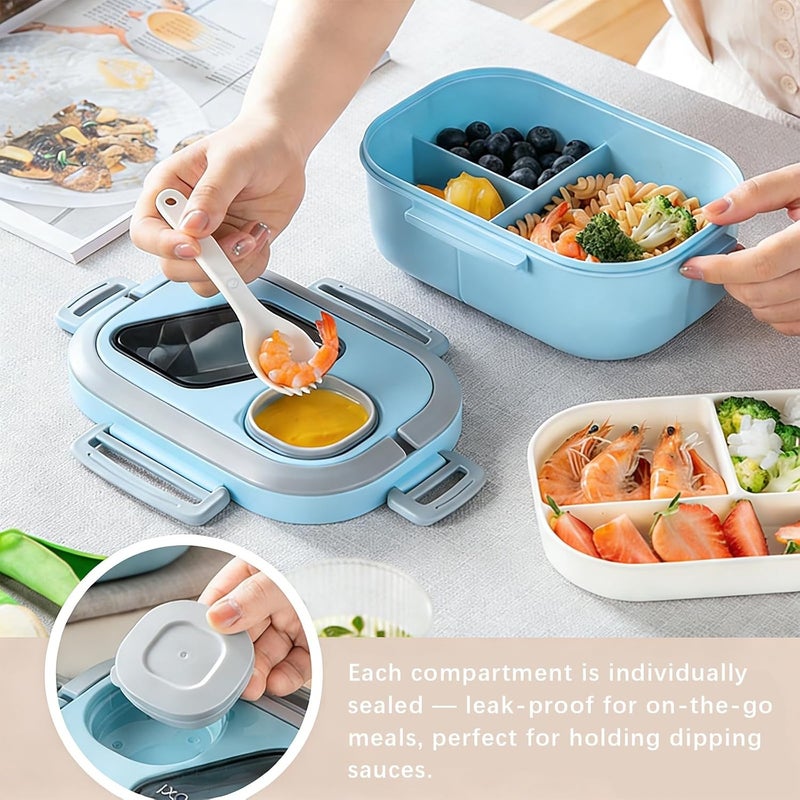 Adult Bento Lunch Box Set with Thermo Bag - Modern Minimalist Design, Leak-Proof Lunchbox with Built-in Utensil & Sauce Container, White Salad Cup for Work & Dining Out - Image 4